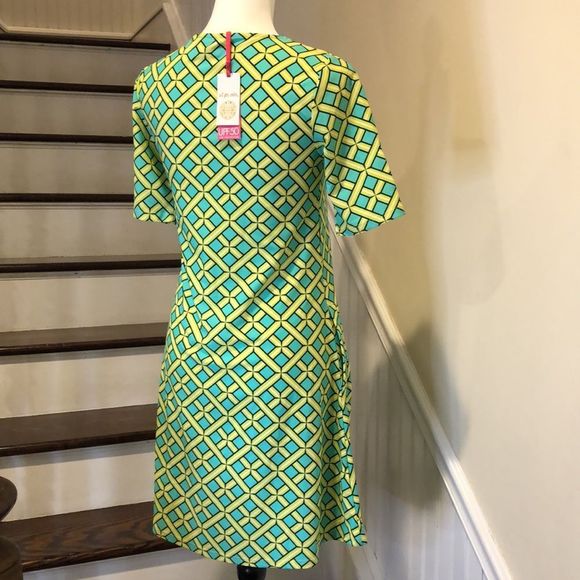 ALL FOR COLOR Citrus Grove Pattern Rich Half Sleeve Swing Dress UPF 50 Sz XS NWT - Picture 12 of 16